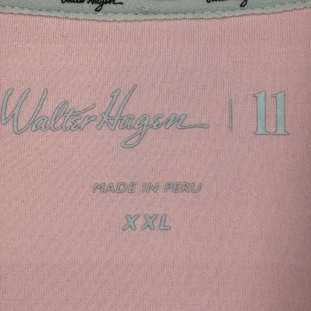Walter Hagen Mens XXL Golf Polo Shirt Pink Purple Tropical Leaf Print Short Slv - Picture 4 of 8